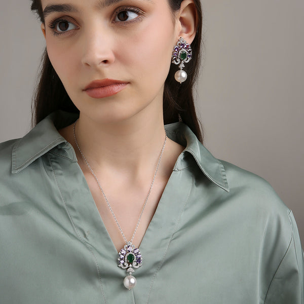 Victorian Drop Set - Lavender with Green