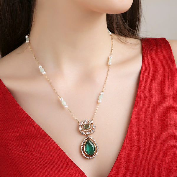 Polki Styled Set - Aqua Green