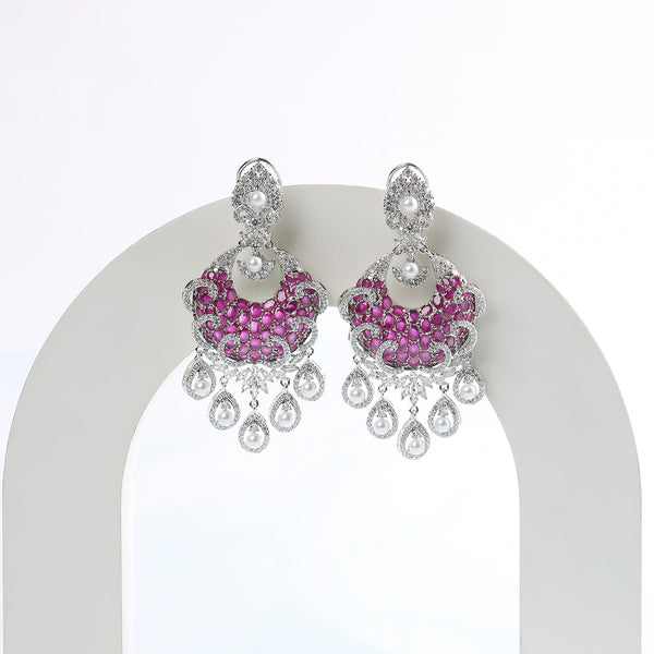 Embossed Pearled Danglers