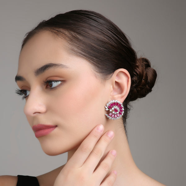 Marquise Oval Studs - Rani Pink