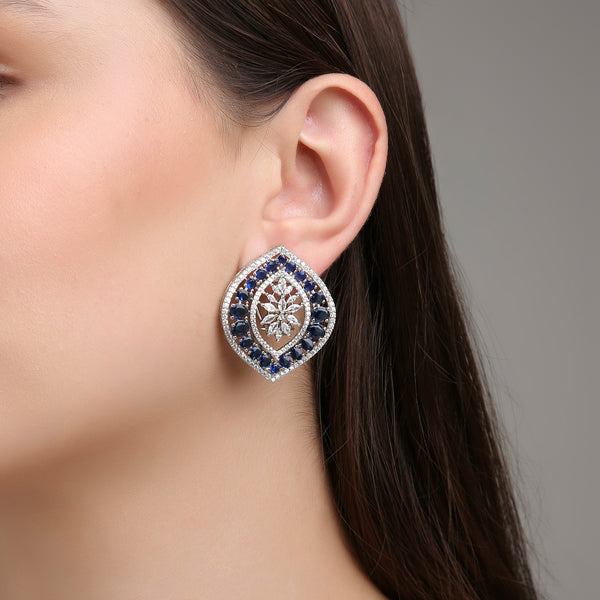 3D Paan Studs - Blue Sapphire
