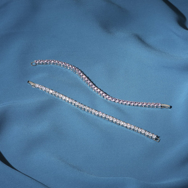 Round Pointer Tennis Bracelet - All White
