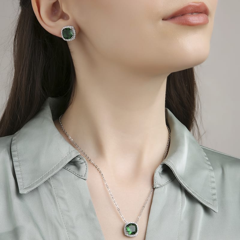 Cushion Cut Set - Glass Green
