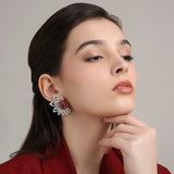 3D Floral Studs - Ruby Red