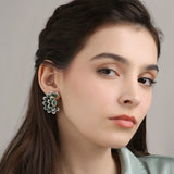 3D Petal Floral Studs - Olive Green