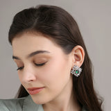 Engraved Studs - Emerald Green
