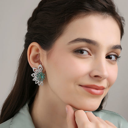 3D Floral Studs - Mint