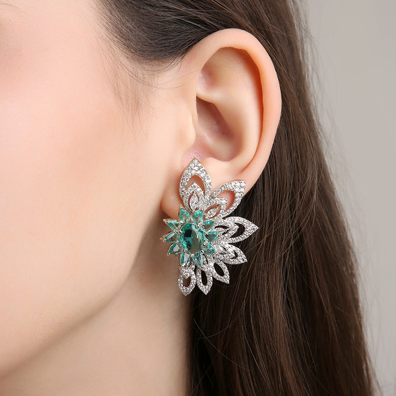 3D Floral Studs - Mint