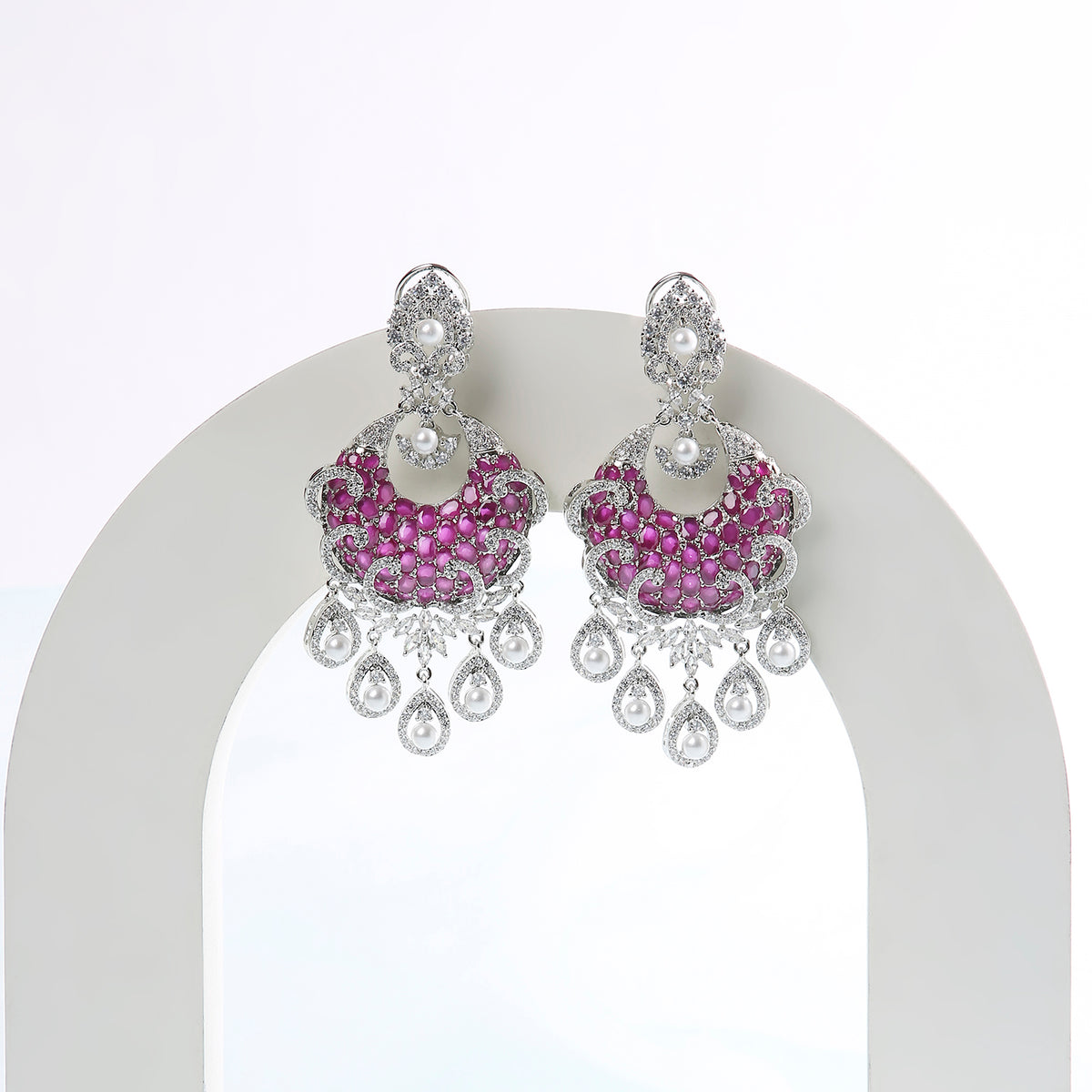 Embossed Pearled Danglers