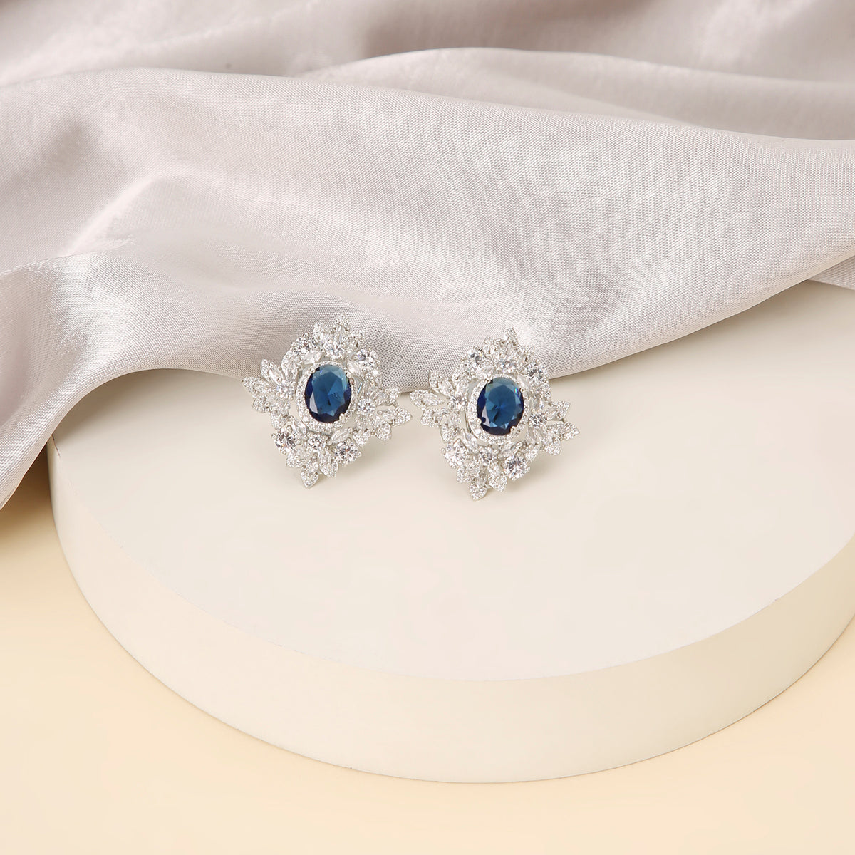 Engraved Studs - Blue Sapphire