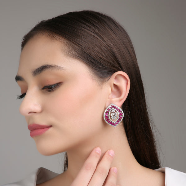 3D Paan Studs - Rani Pink