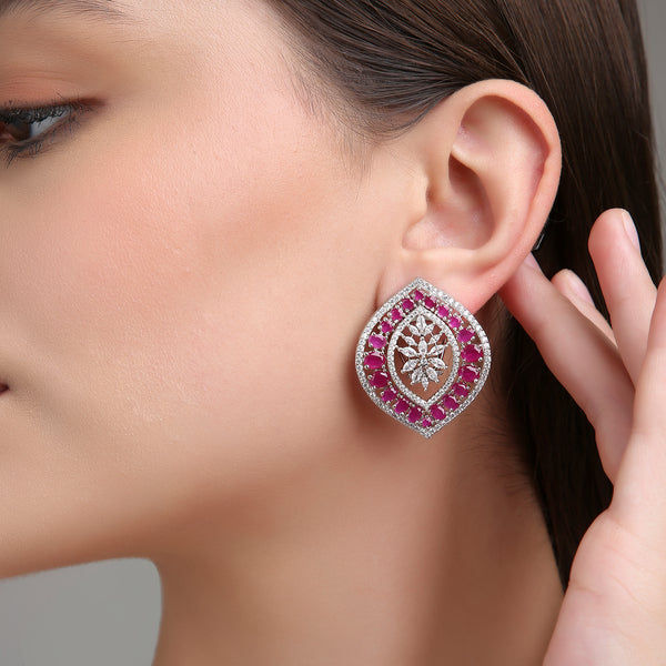 3D Paan Studs - Rani Pink