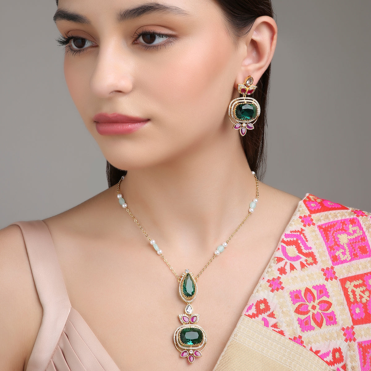 Aqua Beaded Set - Aqua Green