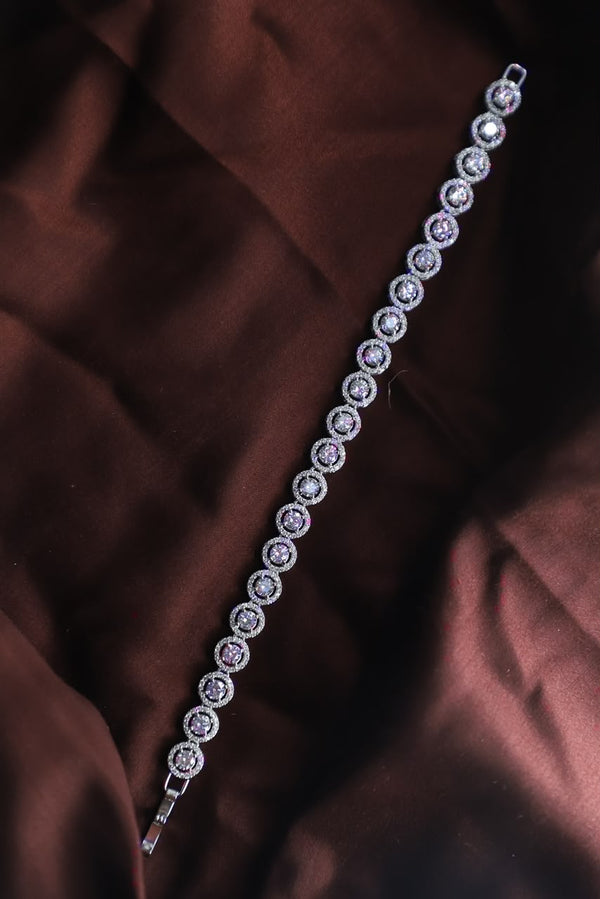Round Solitaire Halo Tennis Bracelet